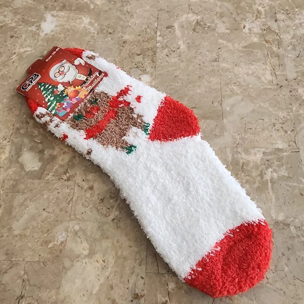 Women's Colorful Christmas Fluffy Socks (2pk)